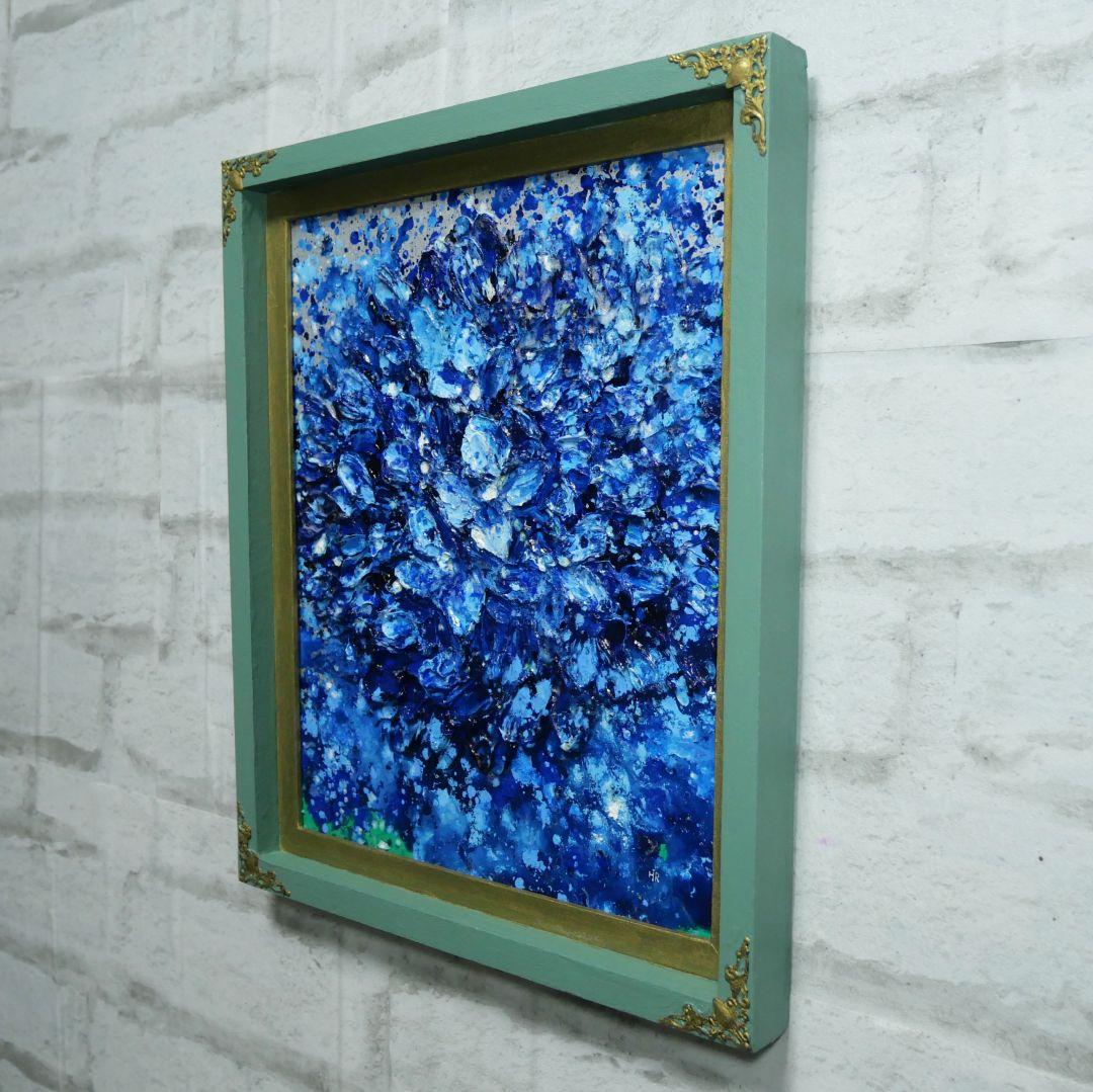 油絵 原画『梅雨の雨』紫陽花 額縁・金具・ラッピング付 - メルカリ