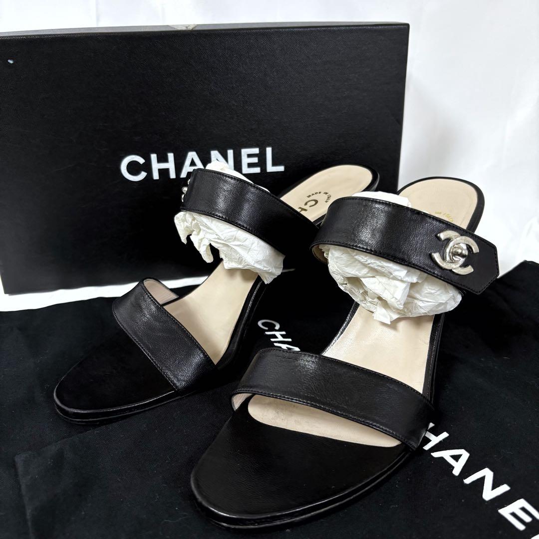 96年✨　CHANEL シャネル　ミュール　ココマーク　ターンロック　ビンテージ CHANEL (シャネル) ヴィンテージ デカココ ターンロック ココマーク