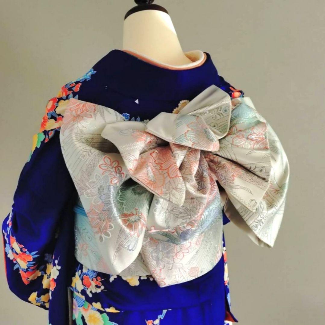 未使用、タグ付き 一部式 振袖用作り帯 九百プラチナ 十三