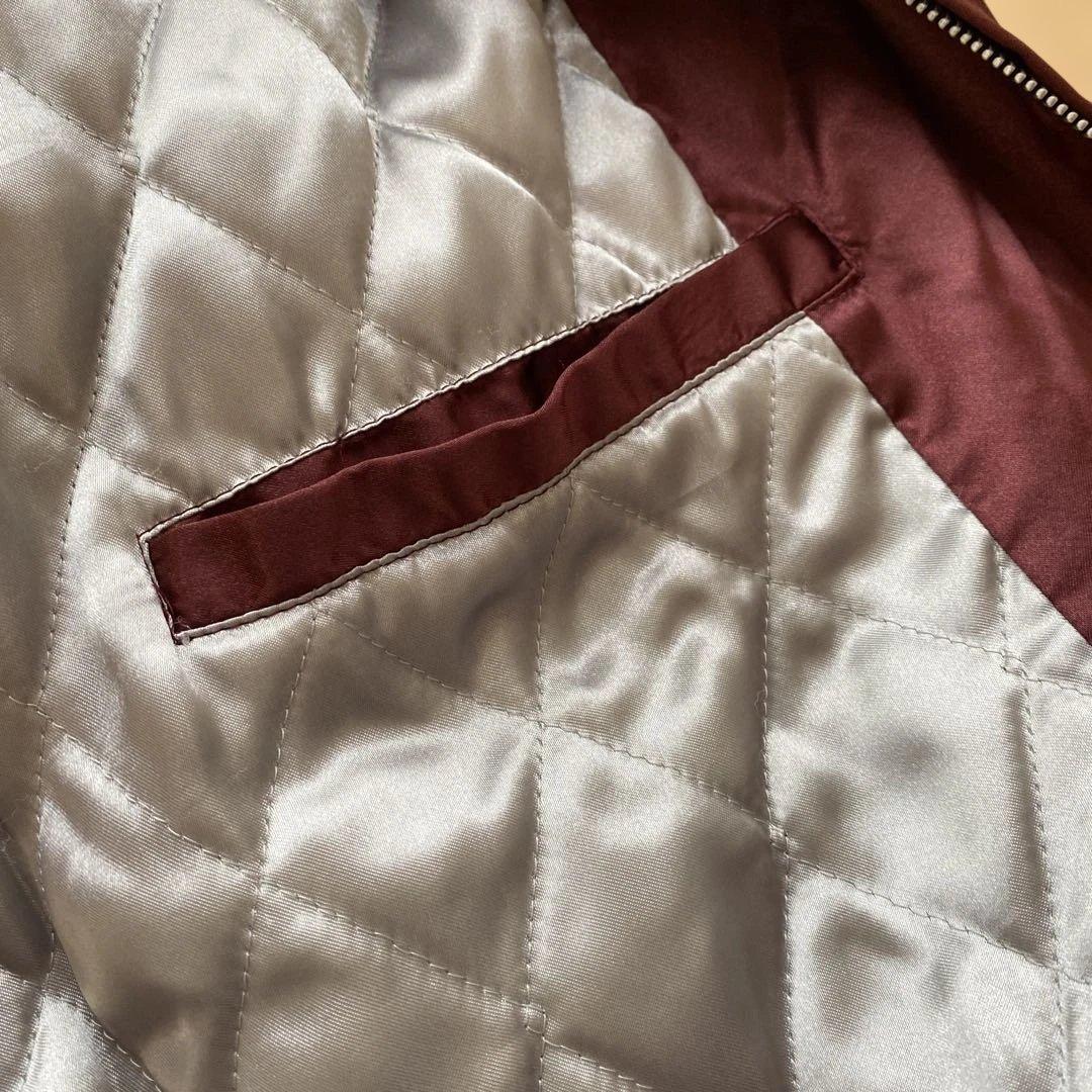 星姫 スカジャン 龍vs黒豹 ワインレッド キルティング 刺繍 3L