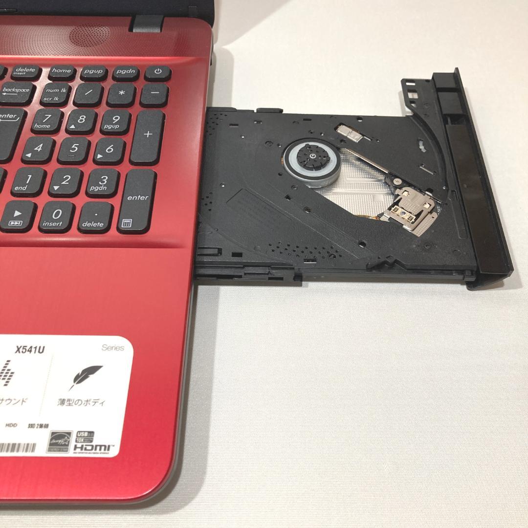 美品✨カメラ・大画面・DVD・大容量✨赤✨すぐ使えるノートパソコン