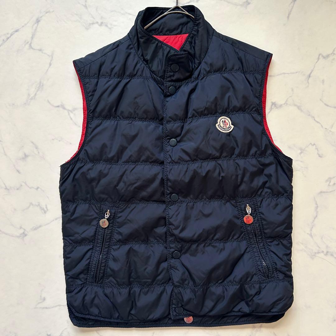 MONCLER ダウンベスト モンクレール ダブルジップ ワッペン ネイビー