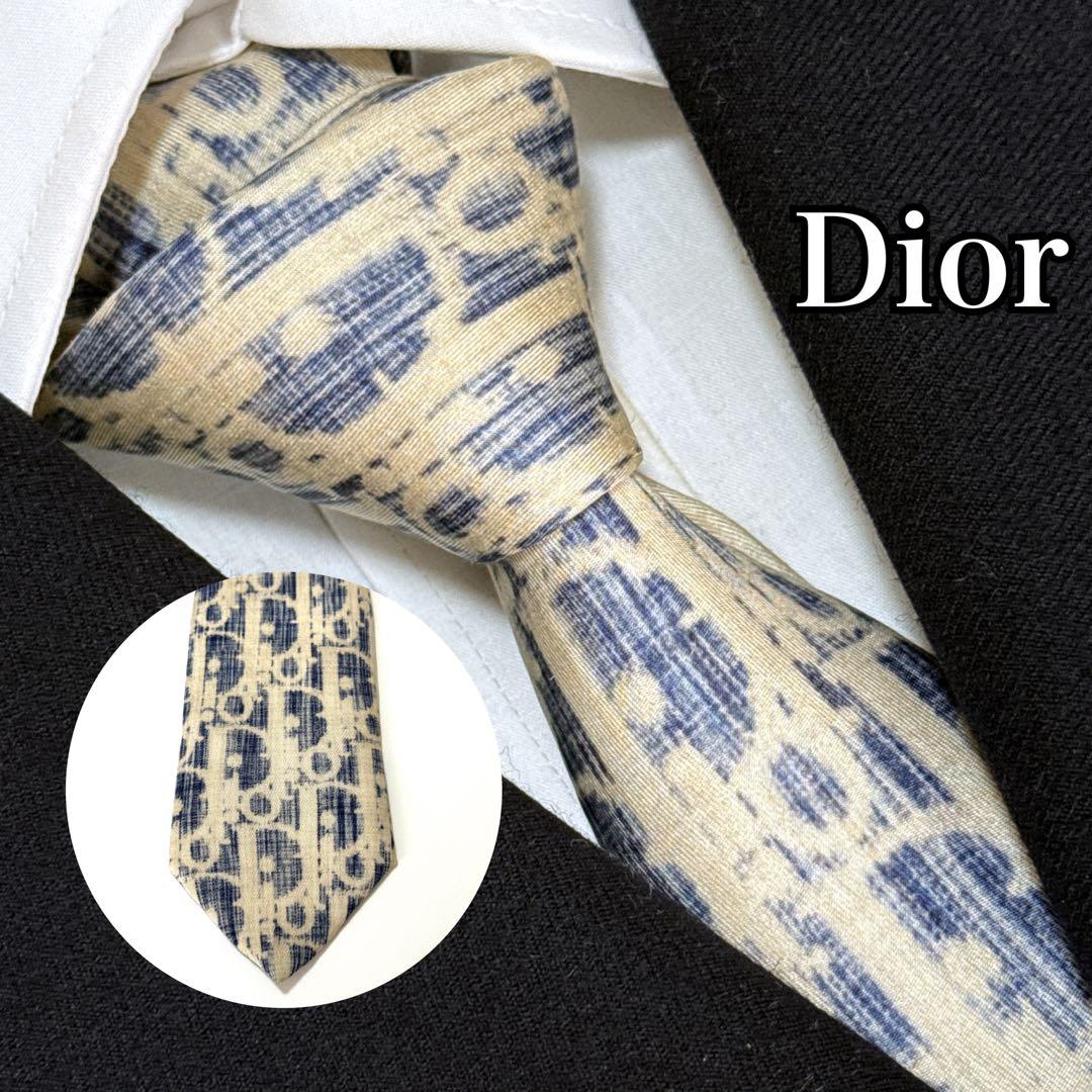 希少 ディオールオム ネクタイ トロッター オブリーク デカロゴ 高級
