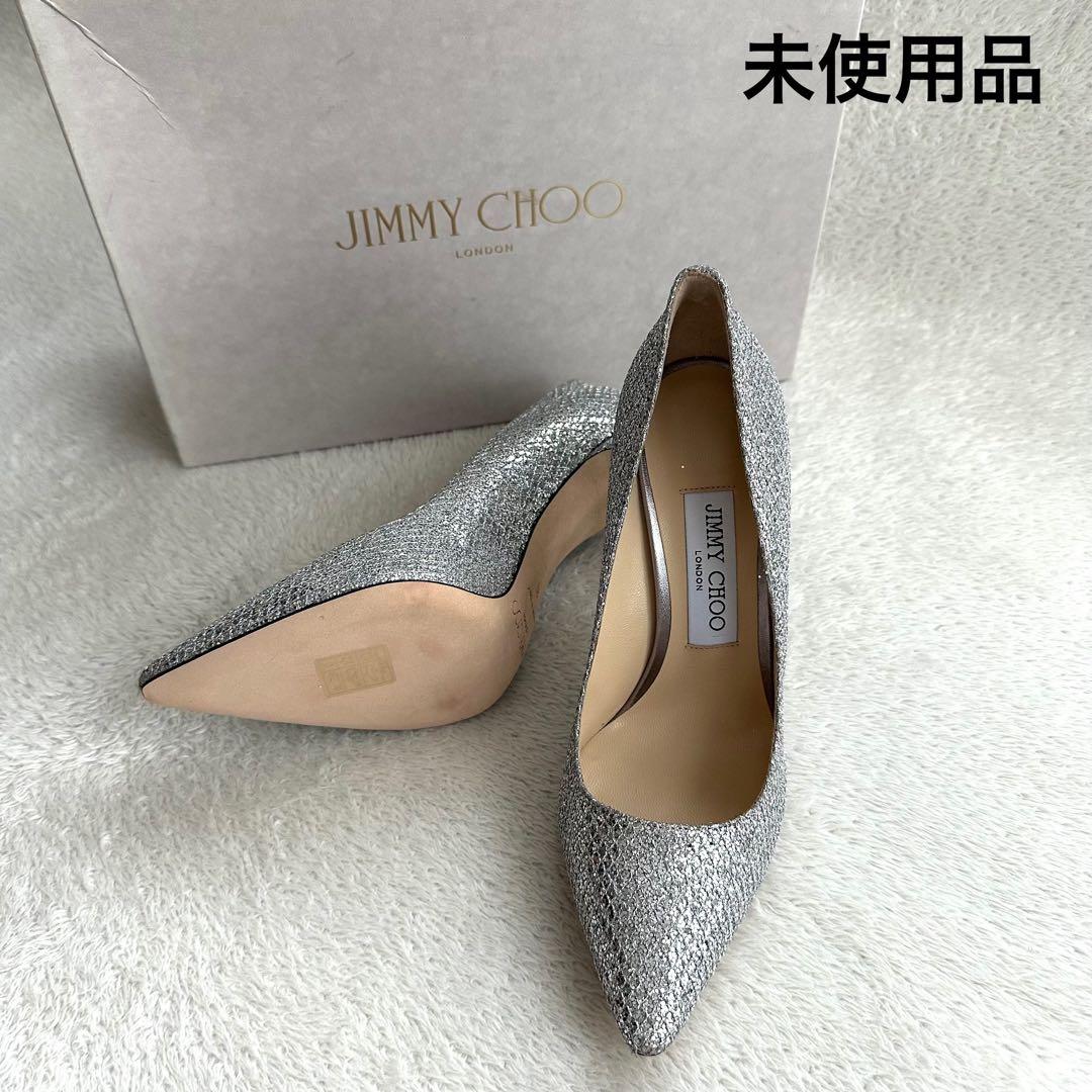 未使用 JIMMY CHOO ジミーチュウ ハイヒール パンプス ラメ シルバー