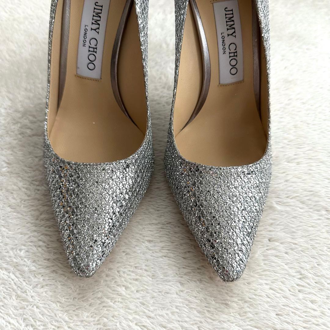 未使用 JIMMY CHOO ジミーチュウ ハイヒール パンプス ラメ シルバー
