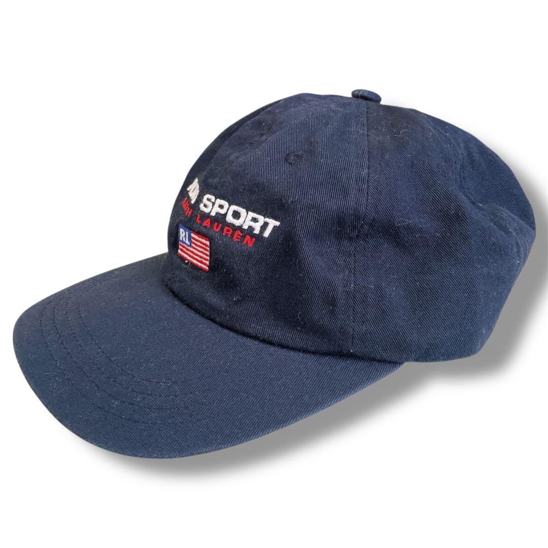 ポロスポーツ ラルフローレン 6パネルキャップ ネイビー 90s 刺繍 ロゴ