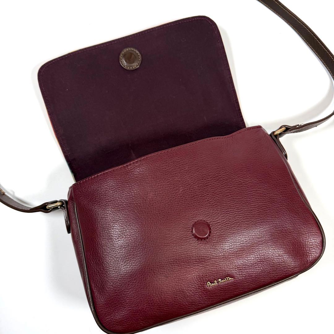 美品】ポールスミス ショルダーバッグ シボ革 マルチストライプ