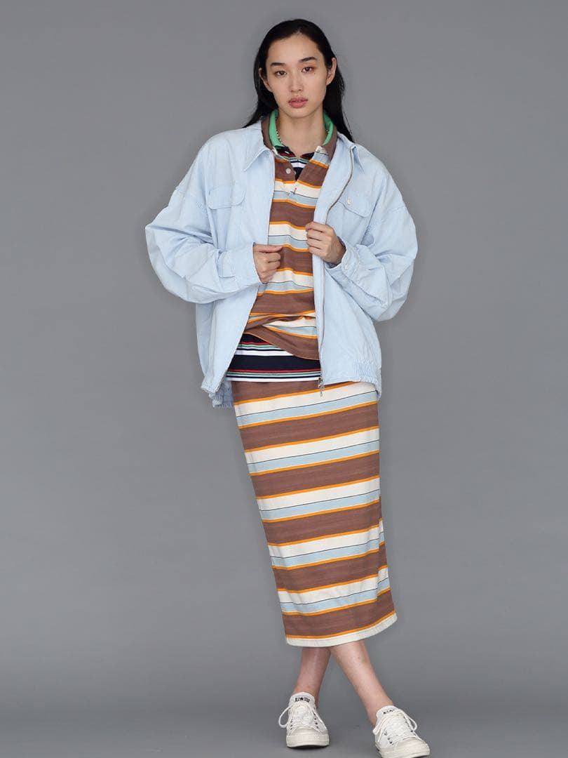 トップス HORIZONTAL STRIPES POLO L/S SHIRT Polo Ralph Lauren L White Polo Shirt Mint Green Horizontal Stripe