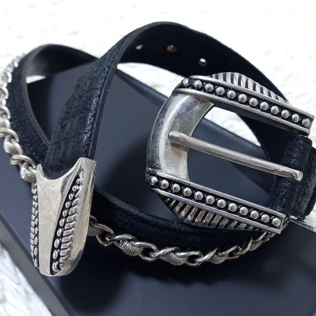 ●良品●　TORNADO MART　Y2K　チェーン　レザー　ベルト　シルバー TORNADO MART∴センタースネークベルト / TORNADO MART（トルネード