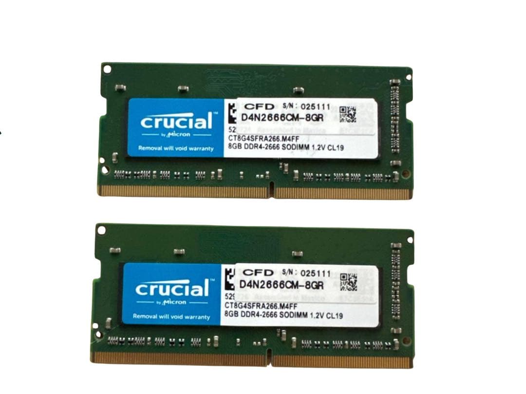 Crucial 8GB DDR4-2666 メモリ 2枚セット - メルカリ