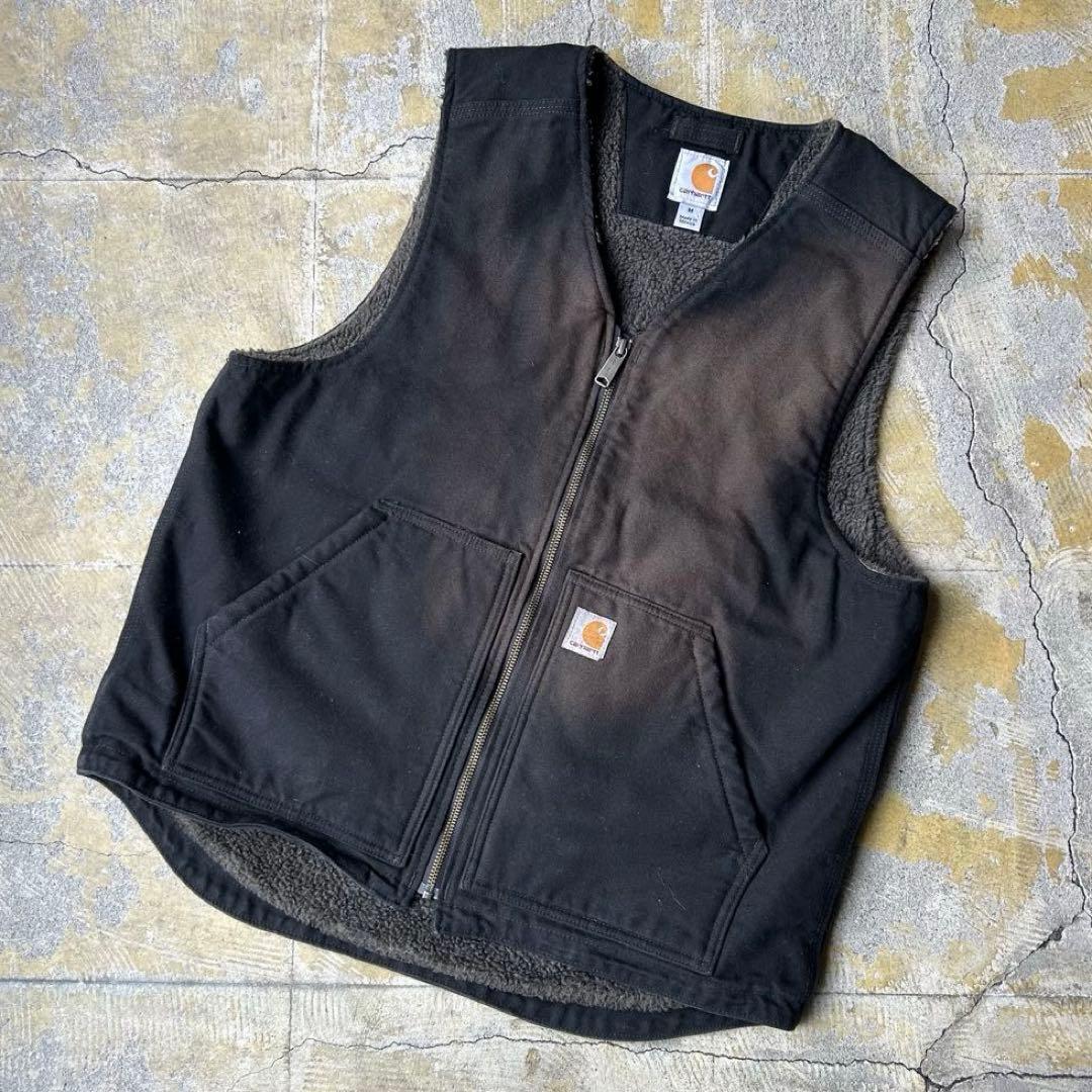 90S carhartt 鬼フェード ボアベスト ブラック カーハート - メルカリ