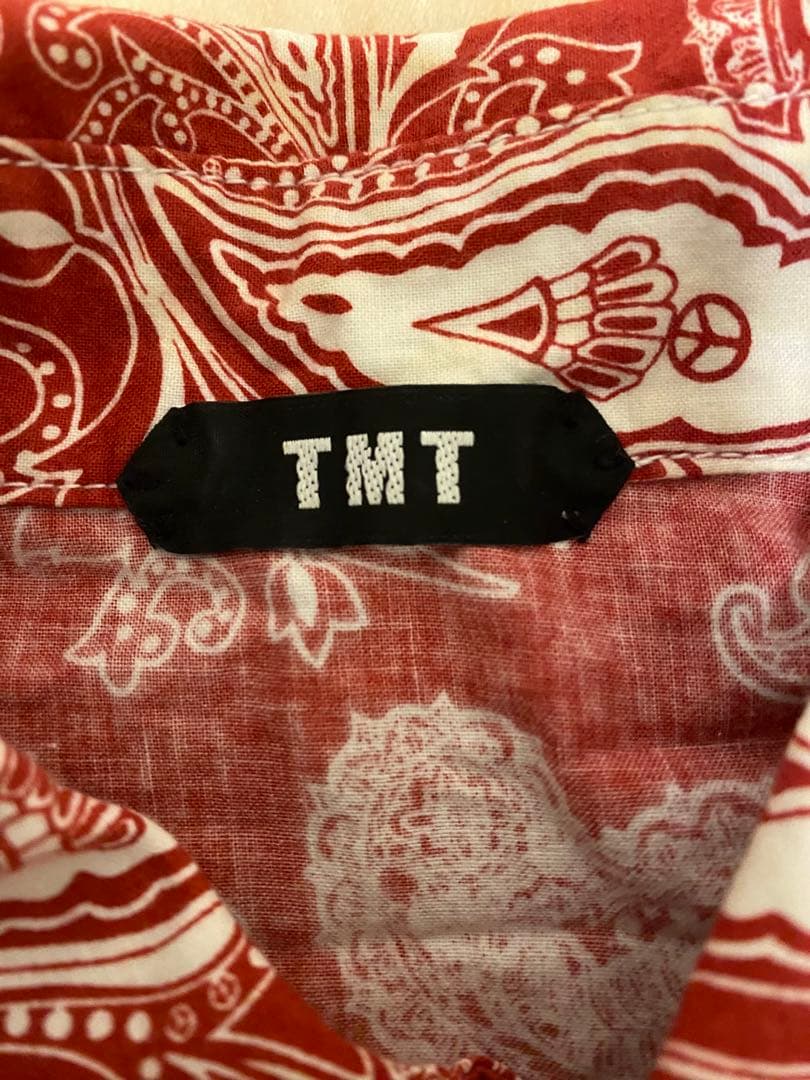 TMTレッドダブルガーゼペイズリー柄シャツ