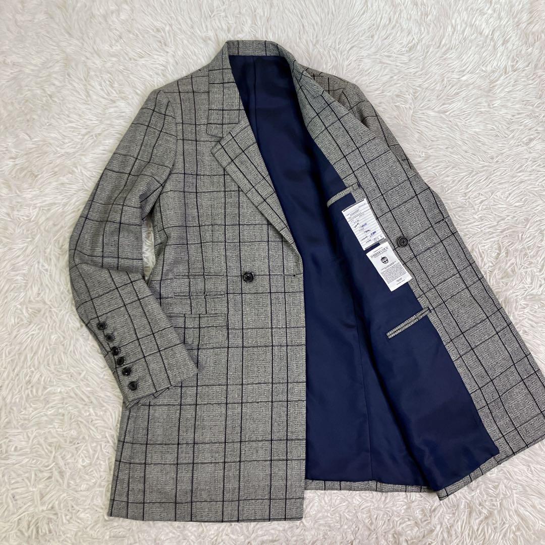 SHAREEFシャリーフ ダブルブレストチェスターコート シルク混 チェック