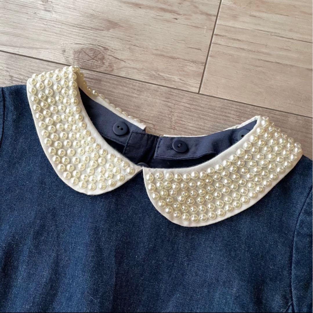 kate spade new york デニム ワンピース パール襟 110 - メルカリ