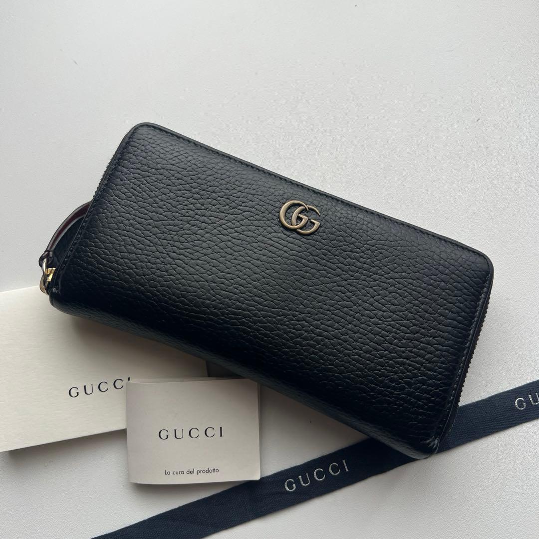130 極上美品 GUCCI グッチ マーモント 長財布 ラウンドファスナー