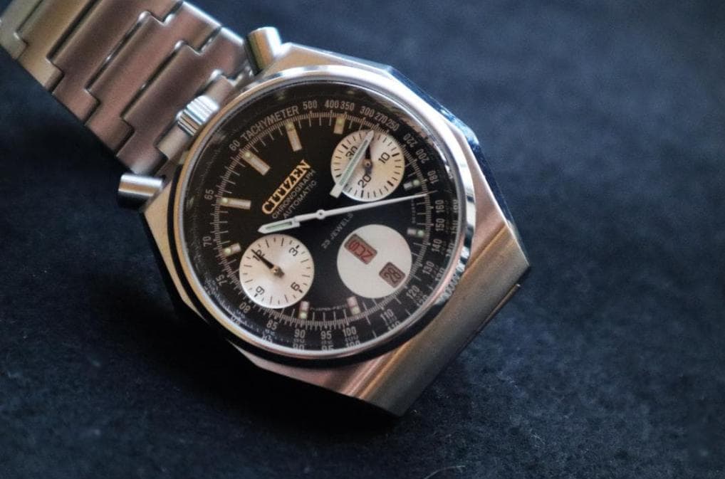 デッドストック級　シチズンチャレンジタイマー　オクダゴン　GN-4W-S 1974年 シチズン チャレンジタイマー ヴィンテージ ツノクロ 黒 デッド