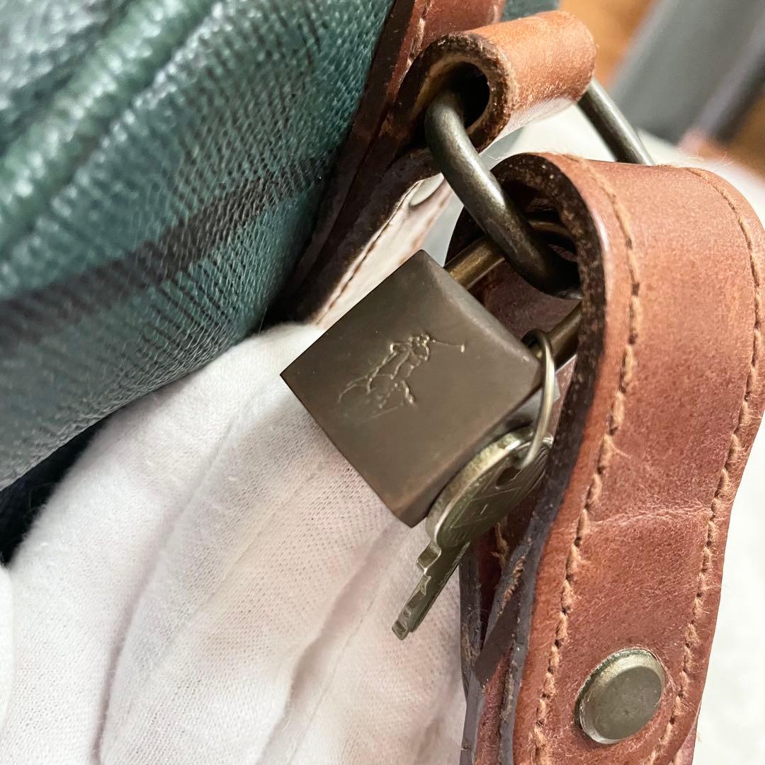 ポロラルフローレン☆2wayボストンバッグ グリーンチェック 大容量