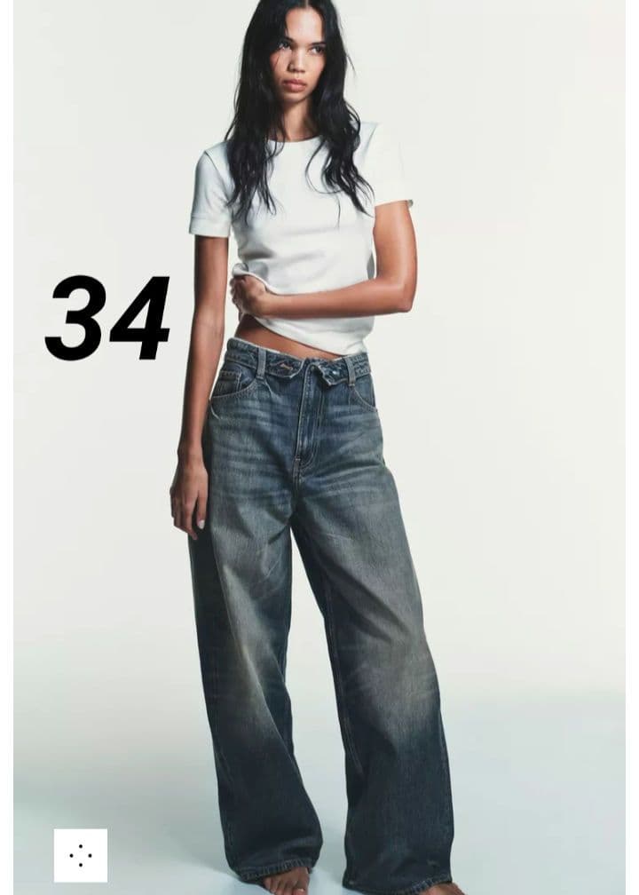 完売品 ZARA TRF ミッドライズ折り返しウエストデニムパンツ 34 - メルカリ