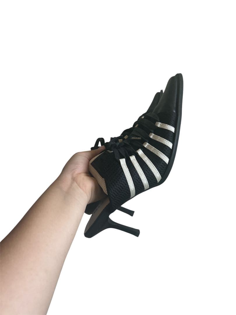 yellowブラック/ホワイト ストライプ ミュール