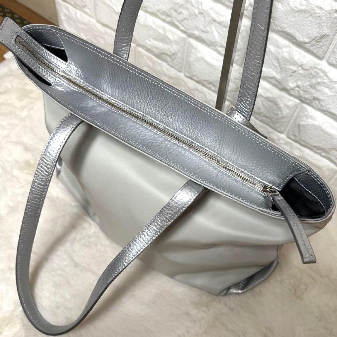 美品 ヒロフ HIROFU トートバッグ リベロ Lサイズ シルバーグレー