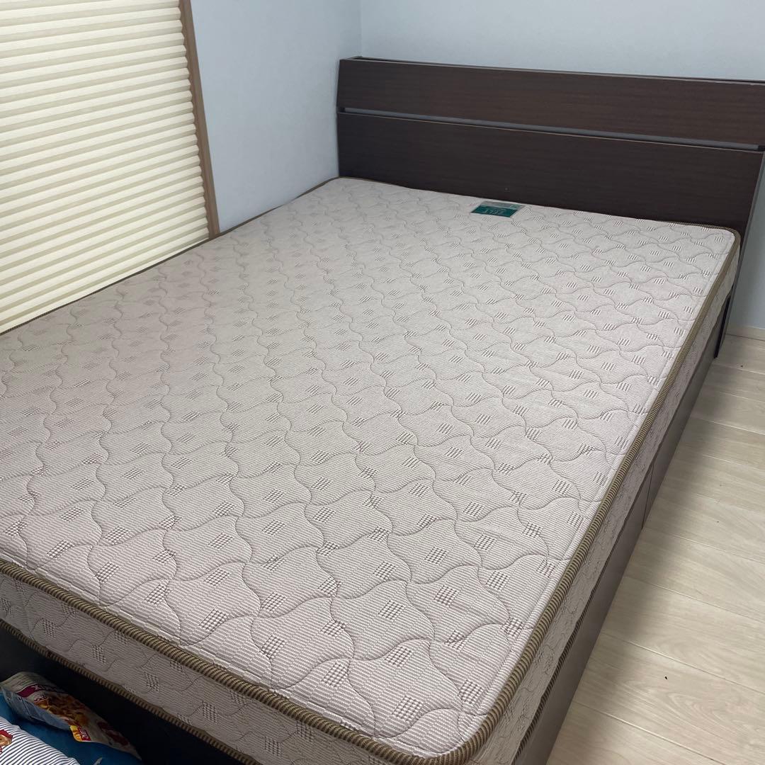 フランスベッド　ダブルベッド　マットレス付き　ベッドフレーム　引き出し フランスベッド 棚付き引き出し収納ベッド ダブル 収納ベッド 2口