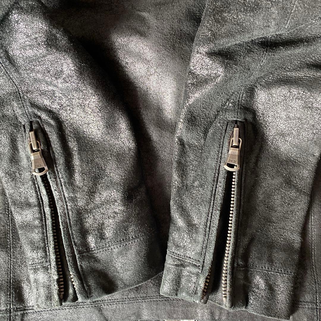 オブザネ－ジュスタイル　ホースレザー　シングルライダース　ジャケット　裏地総柄