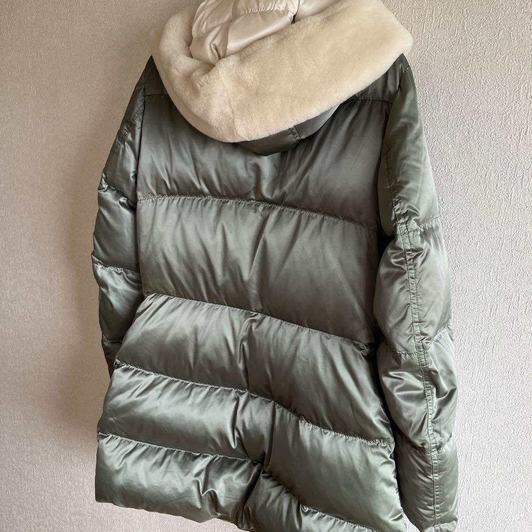 訳あり☆PRADA プラダ ダウンコート カーキ 42 三角プレート有り