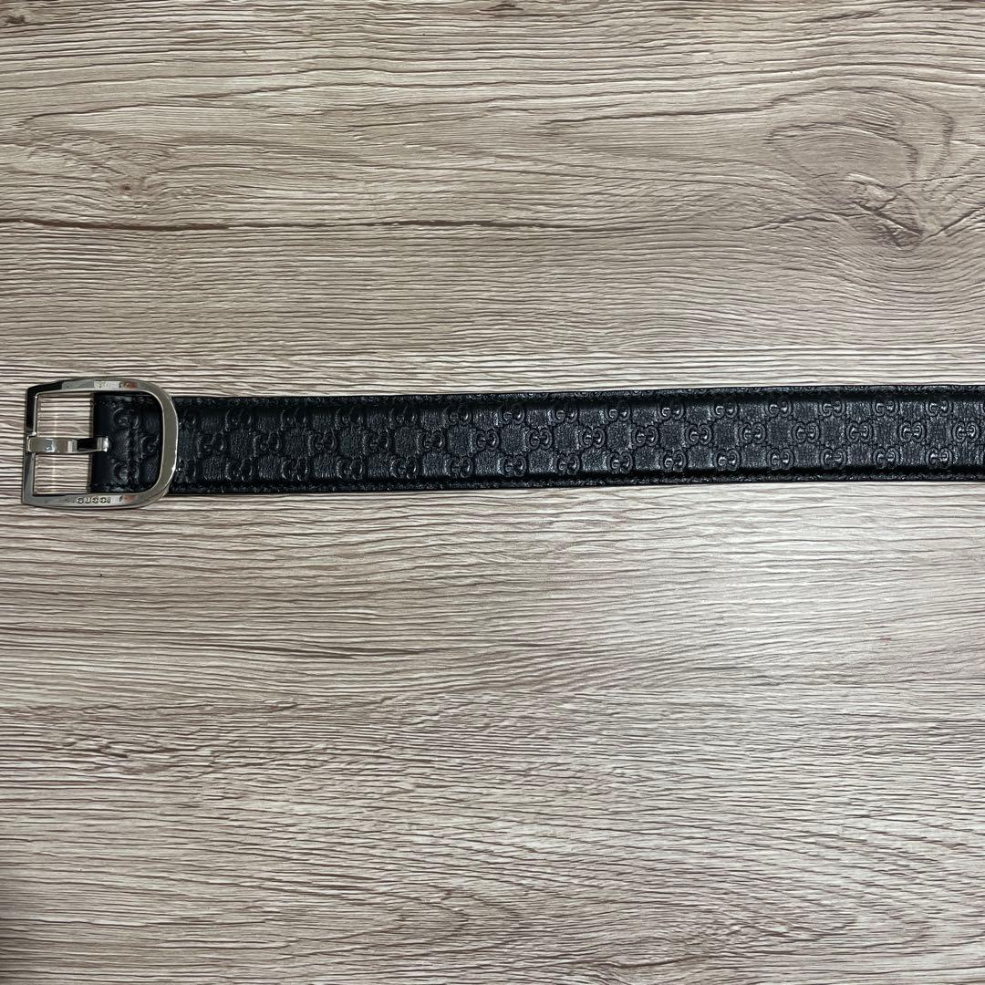 多田浩之 GUCCI グッチ　Gマーク型押し　ベルト　レザーブラック