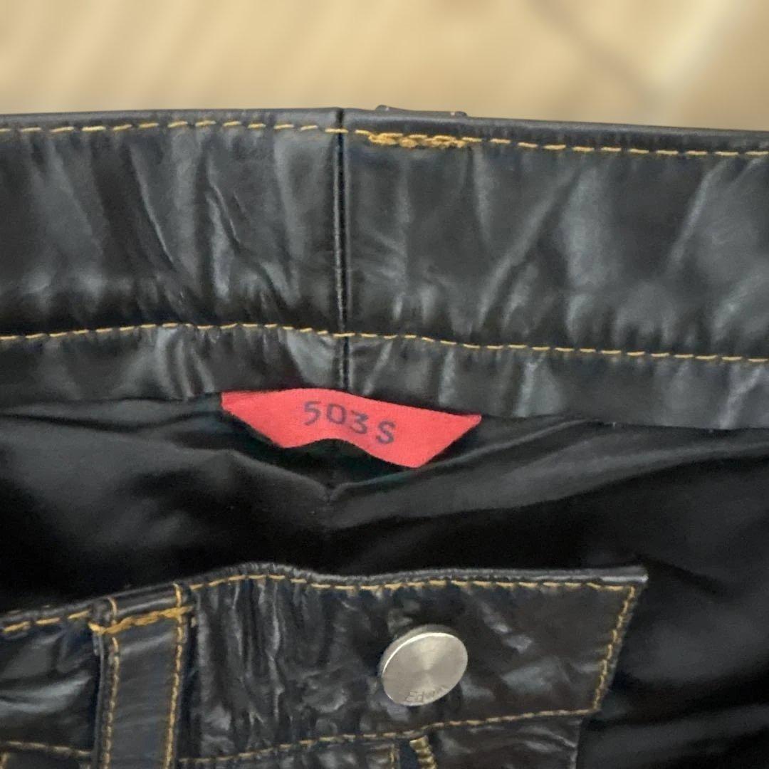 武骨】EDWIN 503S2 本革牛革 レザーパンツ ブラック S - メルカリ