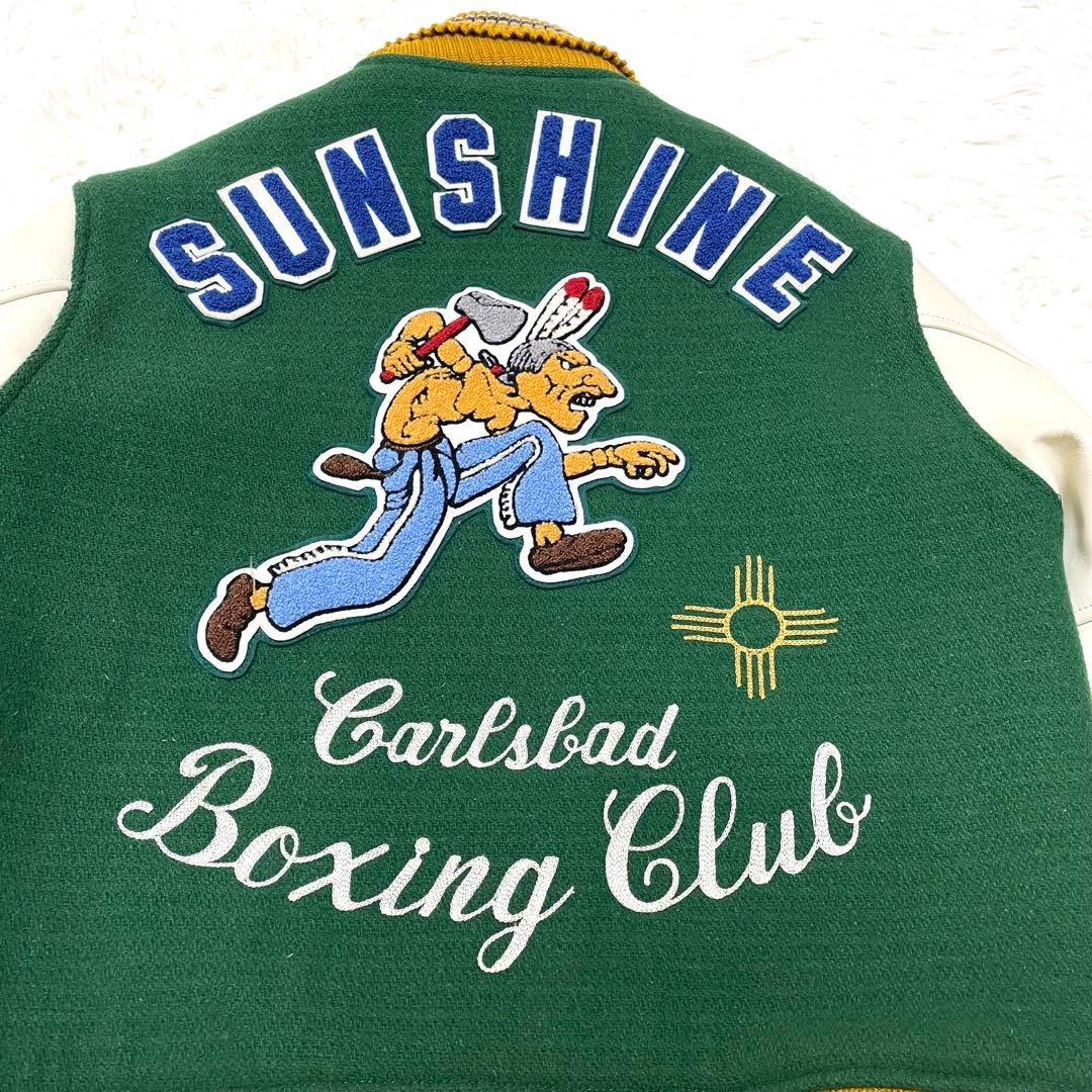 Whitesville スタジャン 38 M相当 袖レザー ボクシングモチーフ