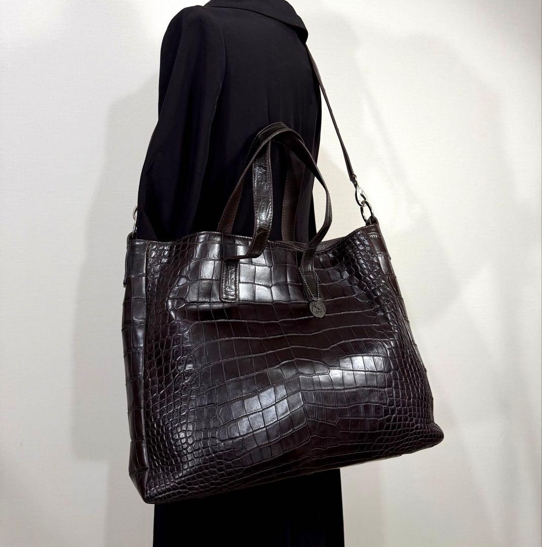 新品同様 定55万 JRA 最高峰 クロコダイル ポロサス ビジネスバッグ