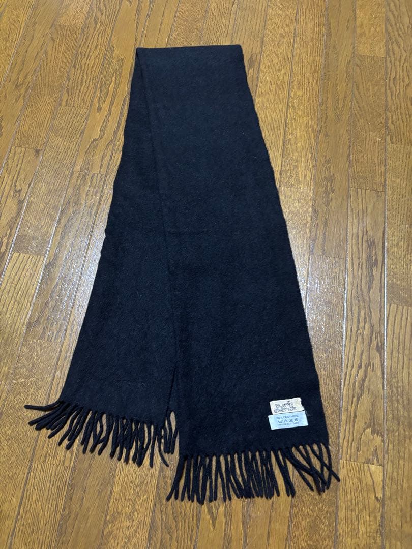 HERMES ブラック カシミヤ マフラー