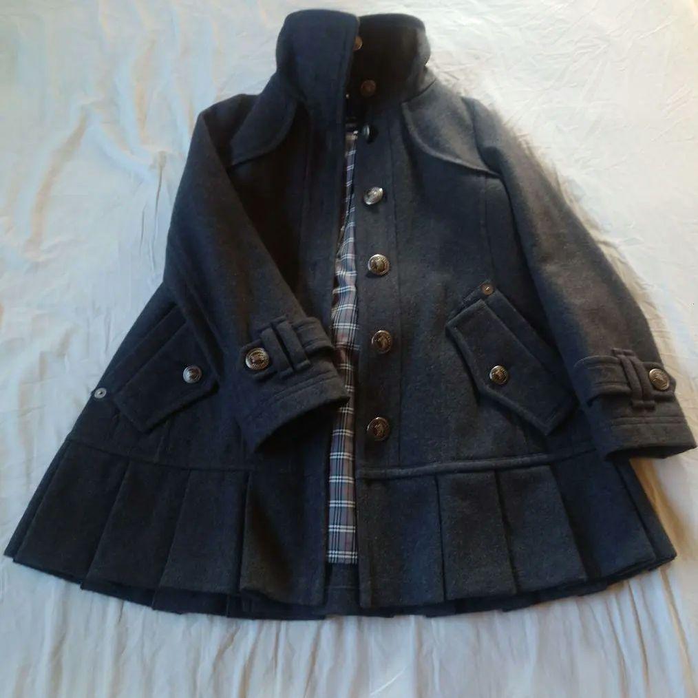 BURBERRY　BLUELABEL　ブルレ　裾　プリーツ　ウール　コート