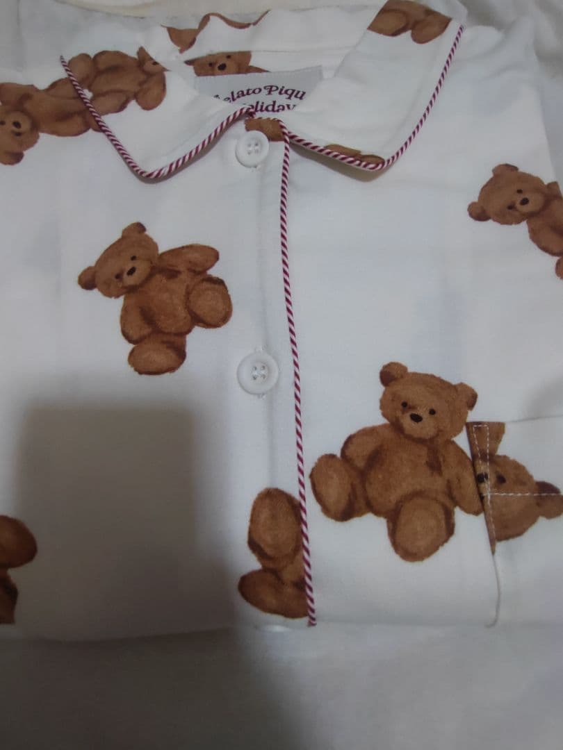 ジェラートピケ HOLIDAY ベア柄ネルシャツ ネルロングパンツセット