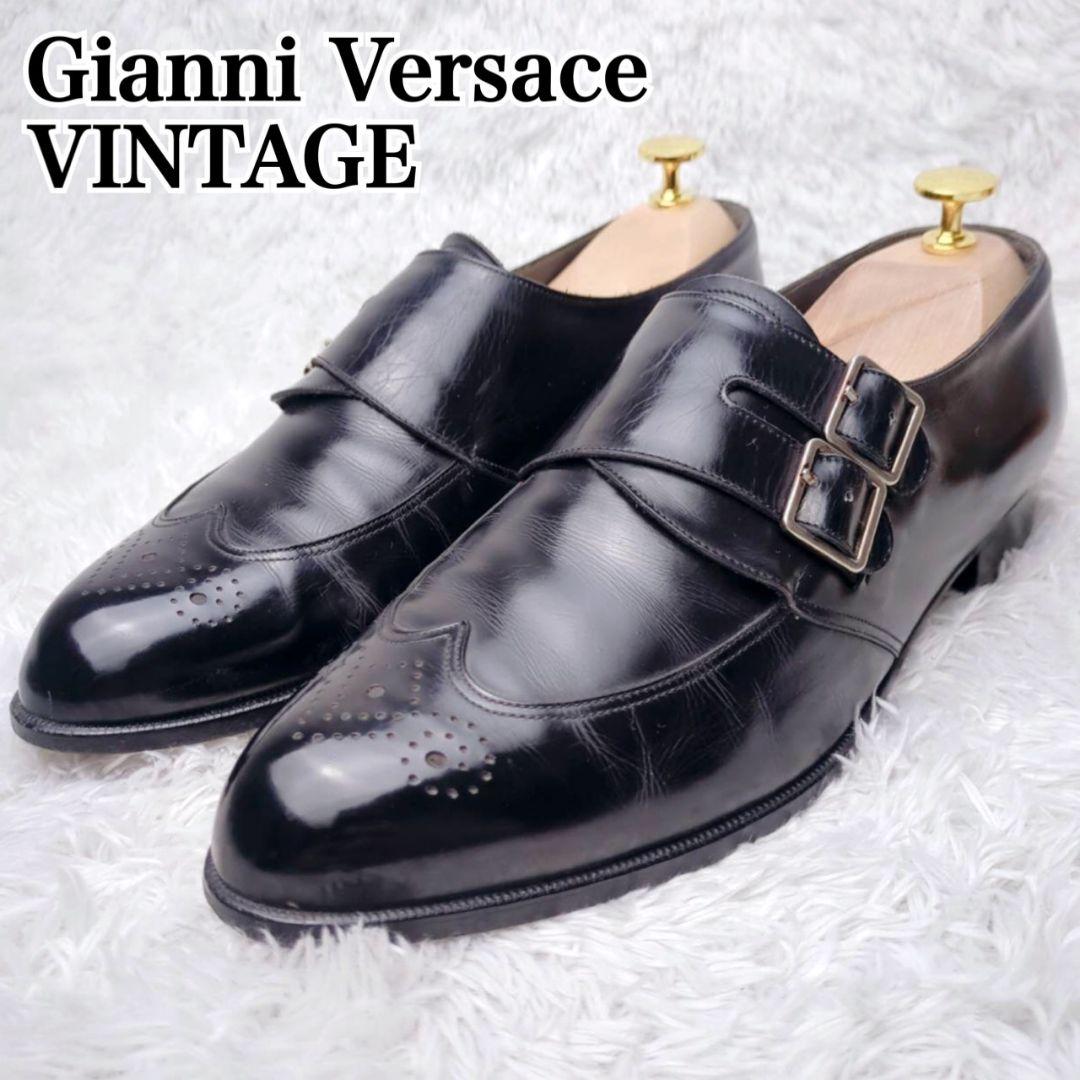 VINTAGE ジャンニ・ヴェルサーチ 黒 モンクストラップ 26.5cm - メルカリ