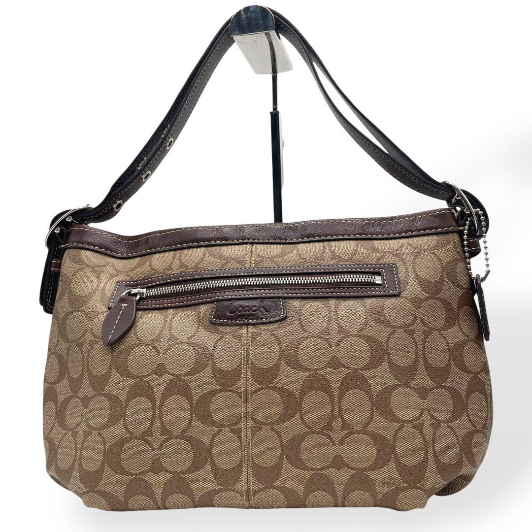 極美品 COACH コーチ ショルダーバッグ PVC レザー ブラウン - メルカリ