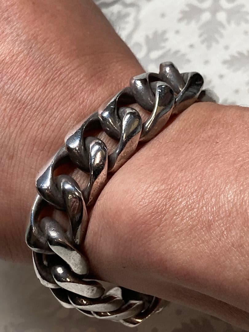 9] Silver925 / 130g かまぼこ型 喜平チェーンブレスレット