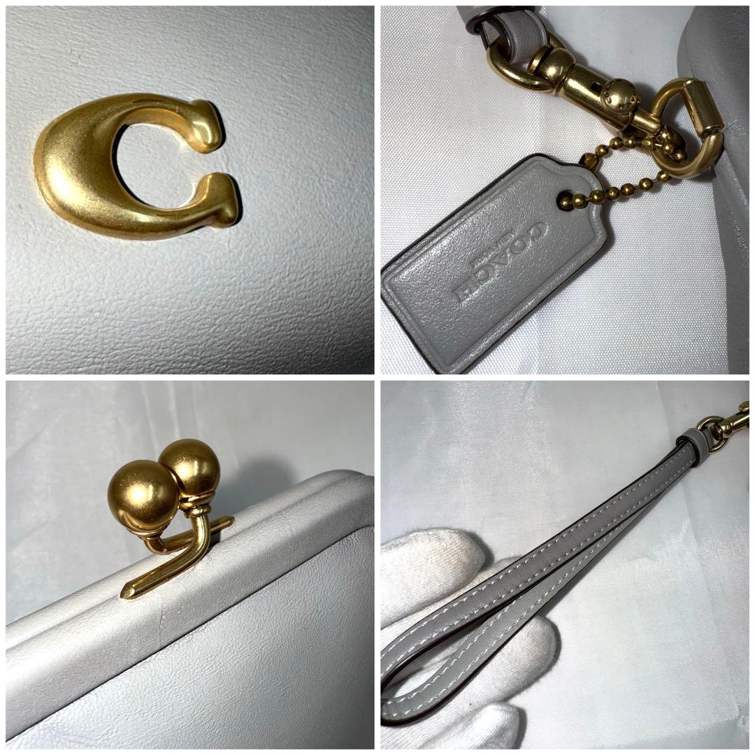 ✨美品✨COACH コーチ キスロック ウォレット がま口 グレー Cロゴ