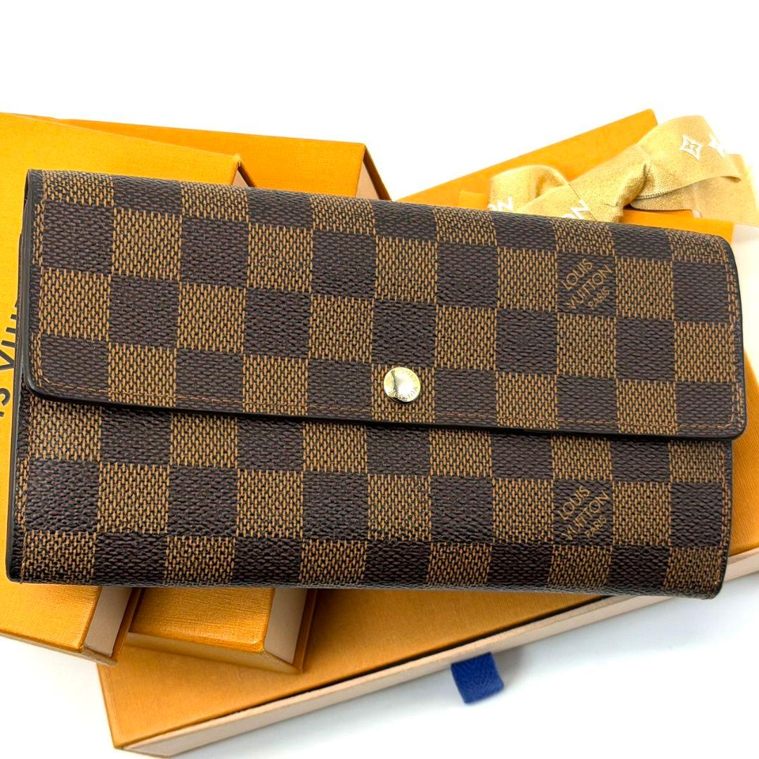 美品 ルイヴィトン ダミエ エベヌ ポルトフォイユ サラ 財布 茶色 10