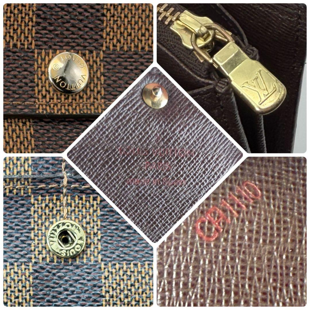 美品 ルイヴィトン ダミエ エベヌ ポルトフォイユ サラ 財布 茶色 10