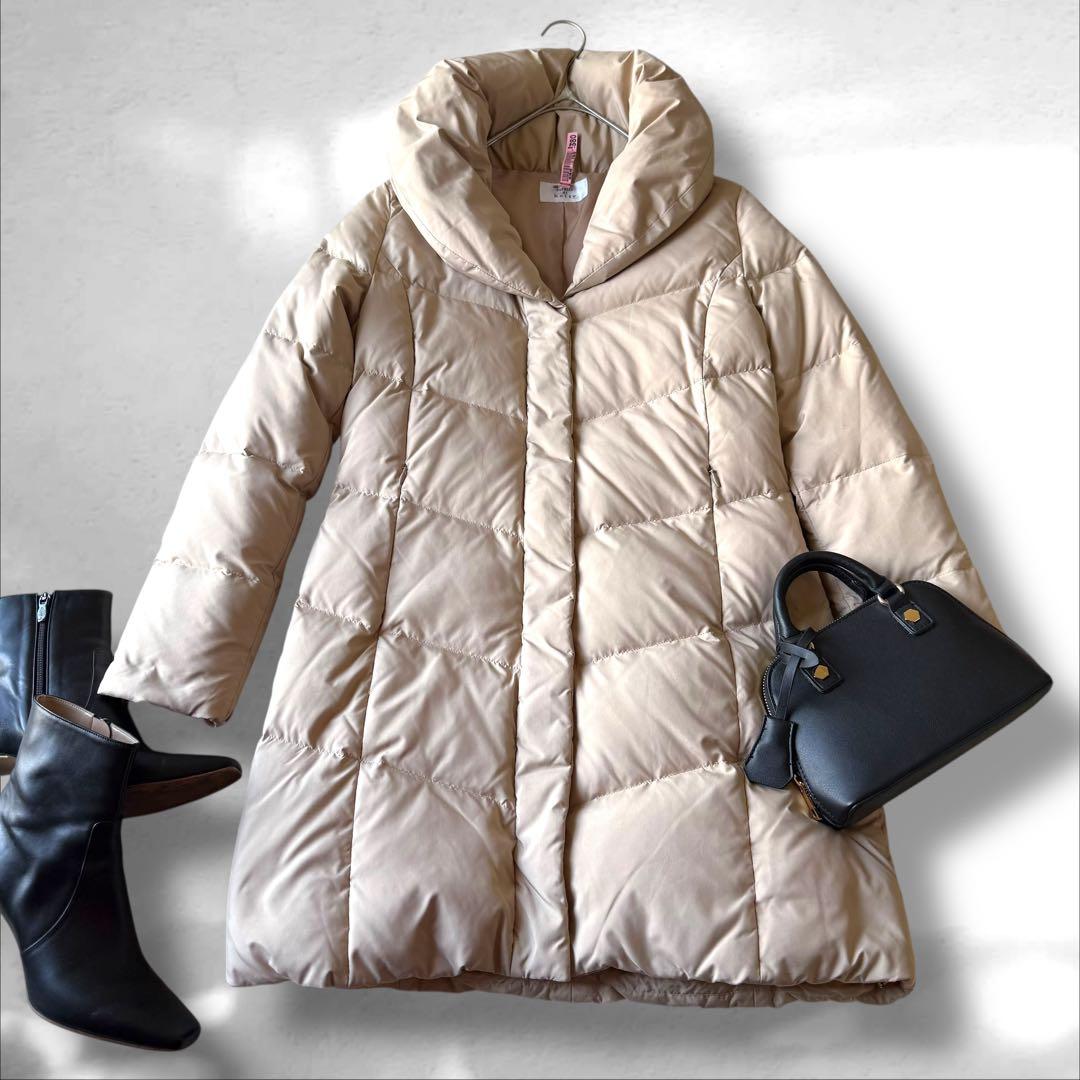 ketty ケティ ショールカラー Aライン ダウンコート ベージュM - メルカリ