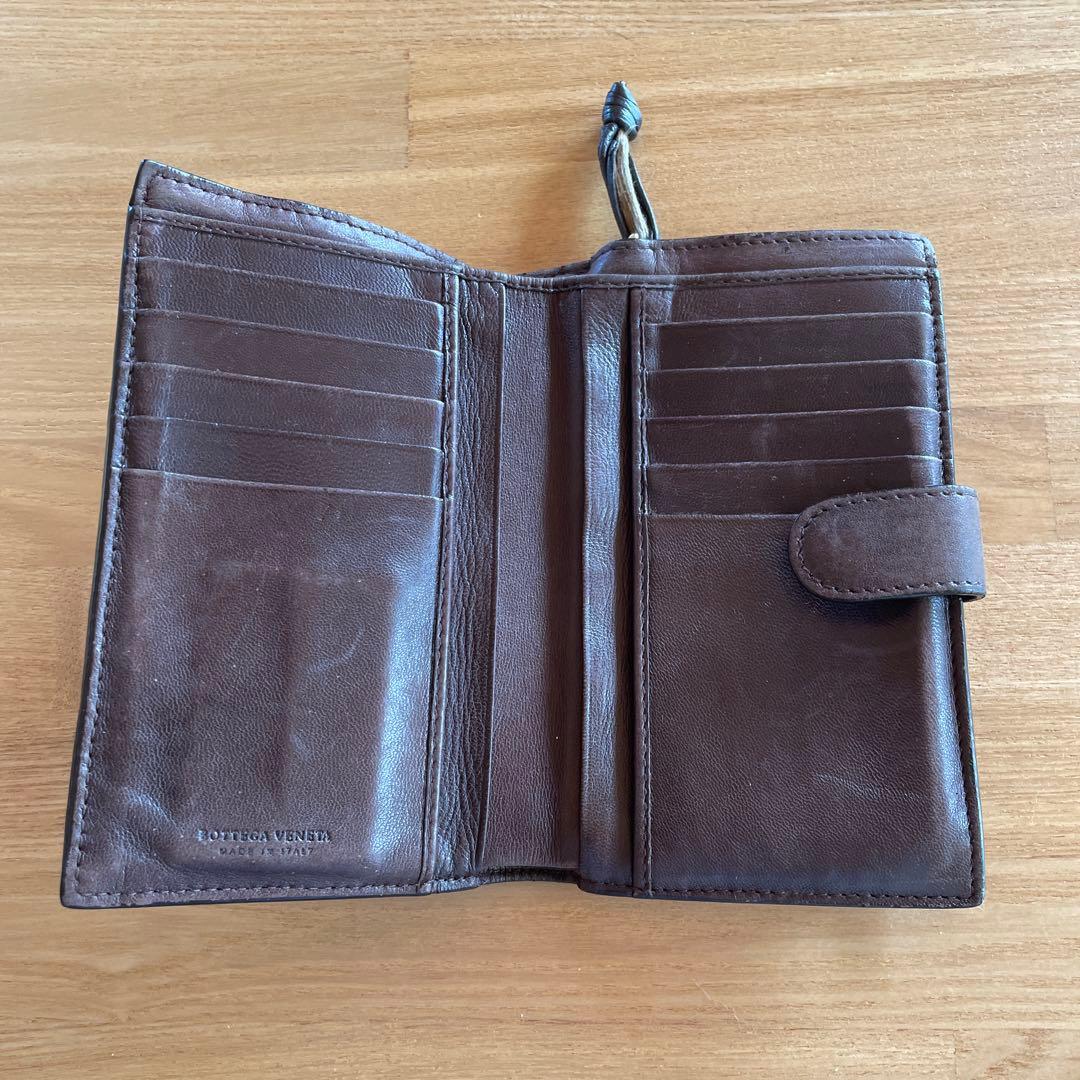 BOTTEGA VENETA ダークブラウン 二つ折り財布 - メルカリ
