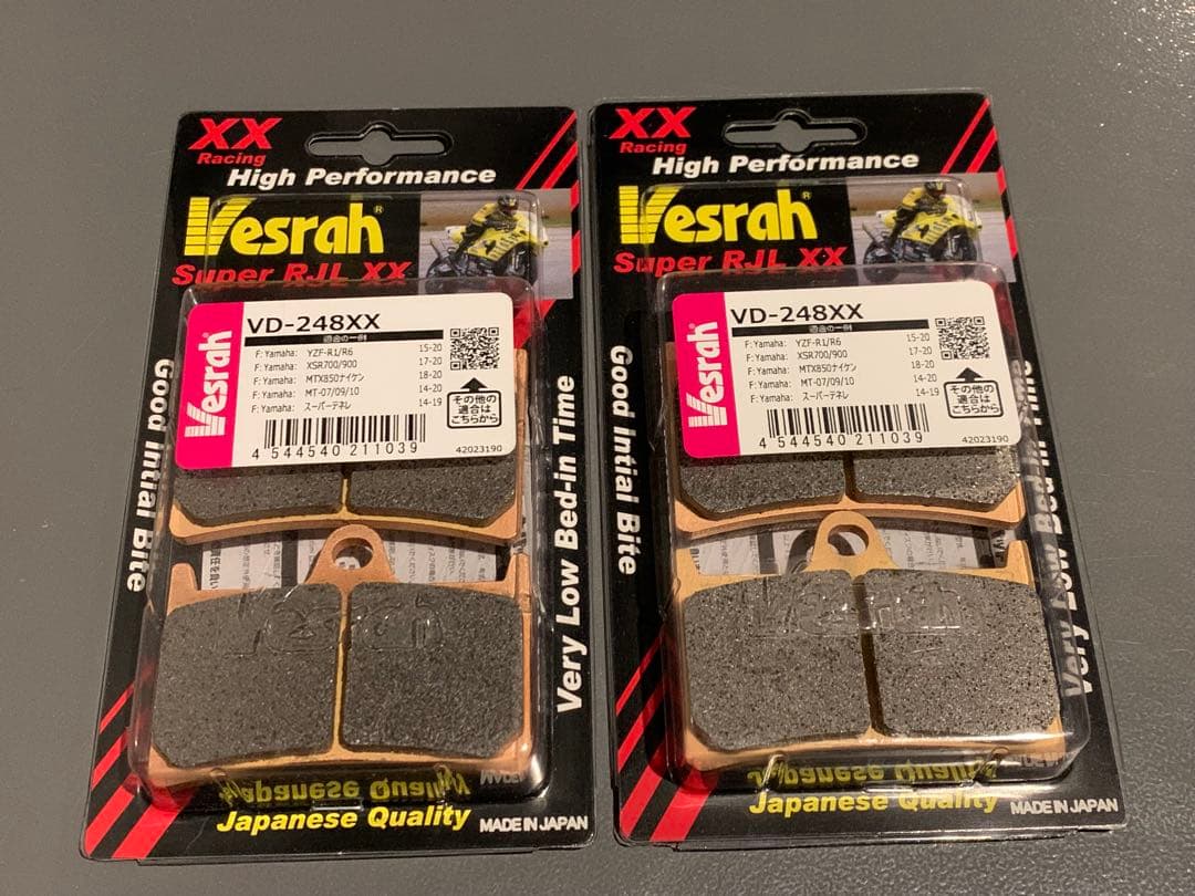 ベスラ　フロント ブレーキパッド　YZF-R1 YZF-R6 等 Vesrah ベスラ VD-248SRJL XX シンタードメタルレーシングパッド