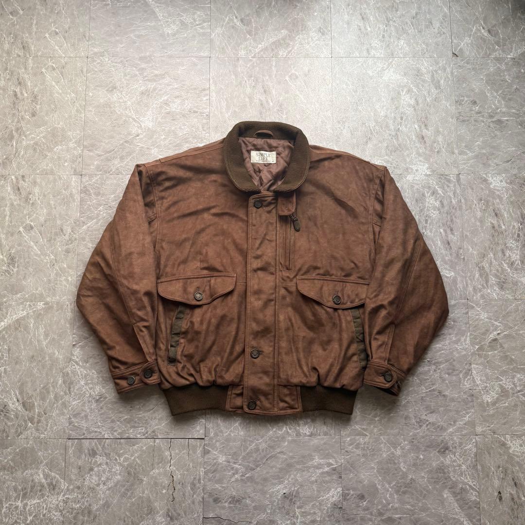 simple life 短丈　スエードレザー　スウィングトップ　ハリントン　中綿