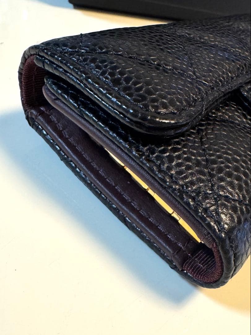 ♦︎極美品♦︎CHANELマトラッセキャビアスキンキーケース ブラック ゴールド金具