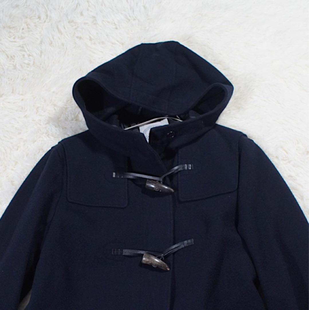 美品 ロング丈《J.PRESS》ダッフルコート(9)ネイビー トグル レザー