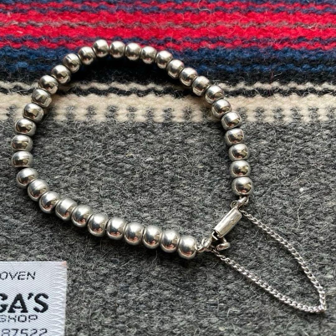 ⭐︎週末限定値下げ⭐︎ヴィンテージ メキシコ製 シルバー ボールビーズ ブレスレット Mexico シルバー 8mm ボールビーズネックレス（58.5cm） | Milo