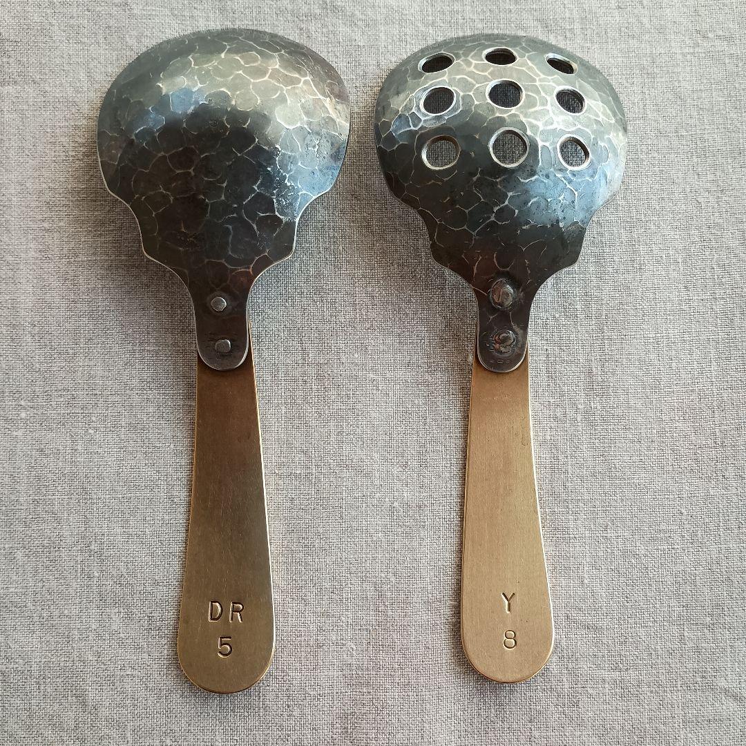 小西光裕サーブスプーン　サーブスプーン(穴あり)の2品　レア刻印あり