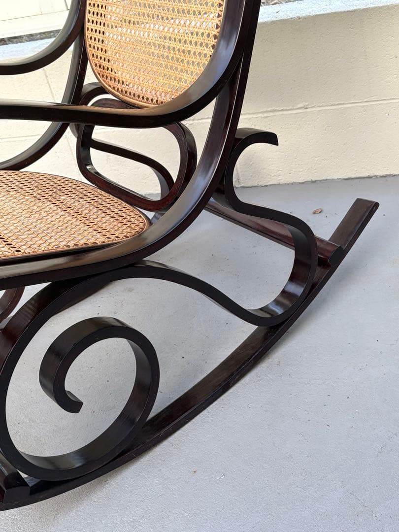 最後新品未使用 ラタン ロッキングチェア 昭和レトロ ミッド