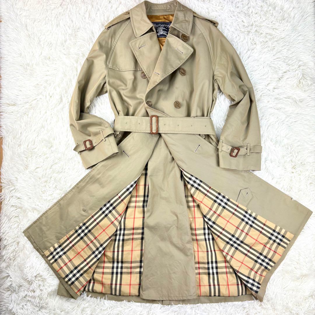 【ロングマキシ】バーバリー　トレンチコート　ベルトエポーレット　ベージュ　M相当 BURBERRY（バーバリー） ベルト付きキャッスルフォードトレンチコート